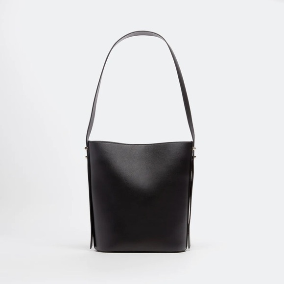 Italic Black Leather Bucket Bag - Picture 7 of 9